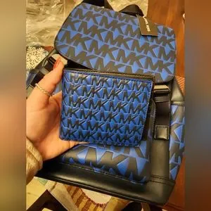 Michael Kors blue backpack with matching wallet! s-l400.jpg main image 4